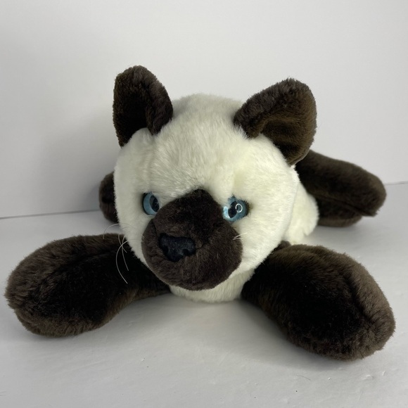 A & A Plush Siamese Bean bag Cat White and Brown Blue Eyes Soft Clean - Picture 1 of 11